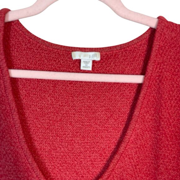 J Jill Sweater Women's Large Coral  V Neck Textured Knit Cotton Blend Casual 4XL - Picture 4 of 10